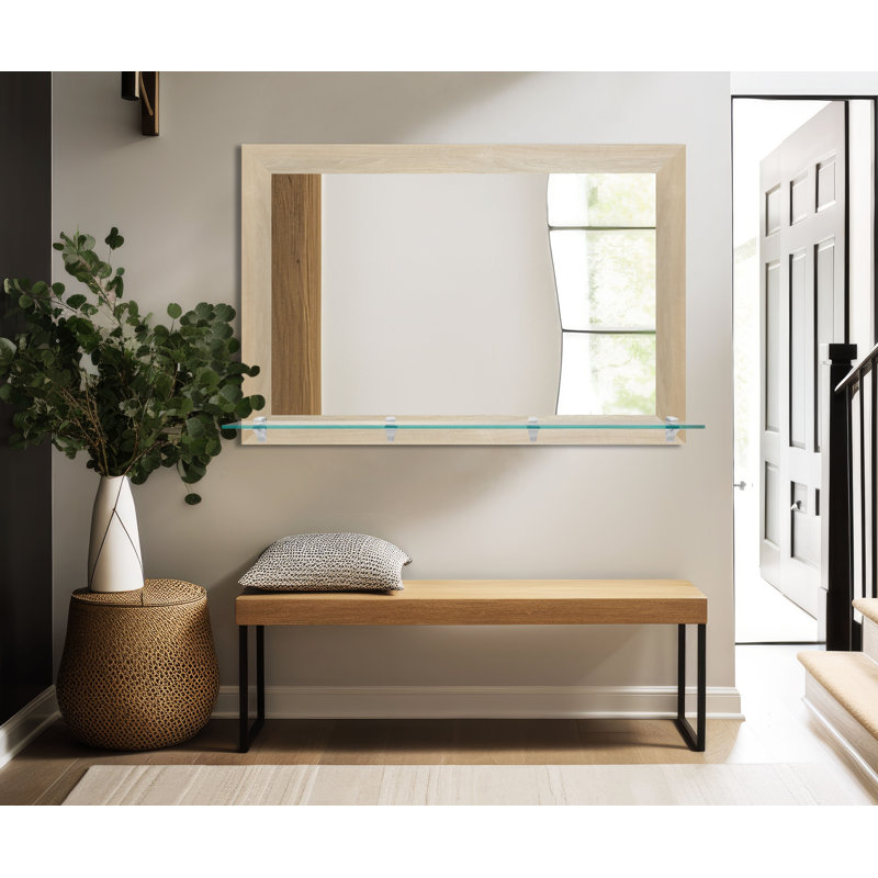 Miroir mural Danial, 21,5 po x 25,5 po, Rose/Blanc