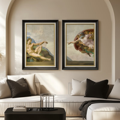 Renaissance, scène classique Mythique - ensemble de 2 reproductions d'art encadrées de qualité supérieure sur papier 26 po x 36 po