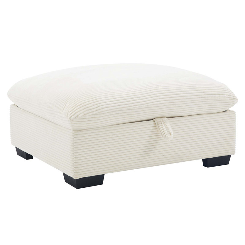 Corduroy Fabric Ottomans Footrest, Combining Comfort And Versatility In Any Living Space, Beige