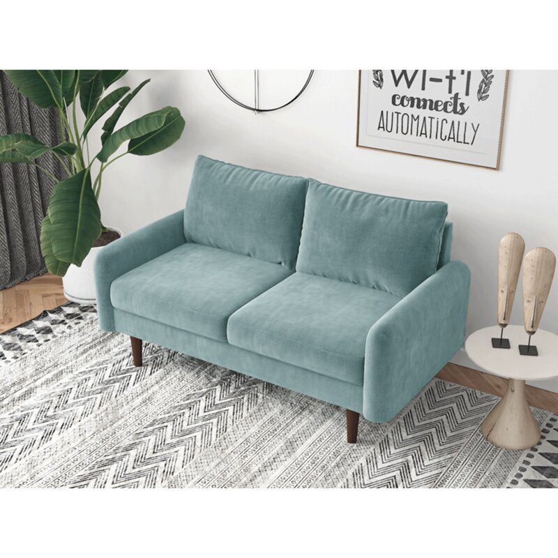 Morrone 57.8'' Velvet Loveseat, Light Grayish Cyan Velvet