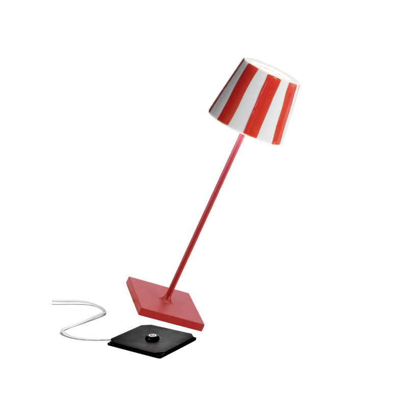 Poldina Pro Table Lamp With Lido Ceramic Shade, Red Lamp/Red Stripes