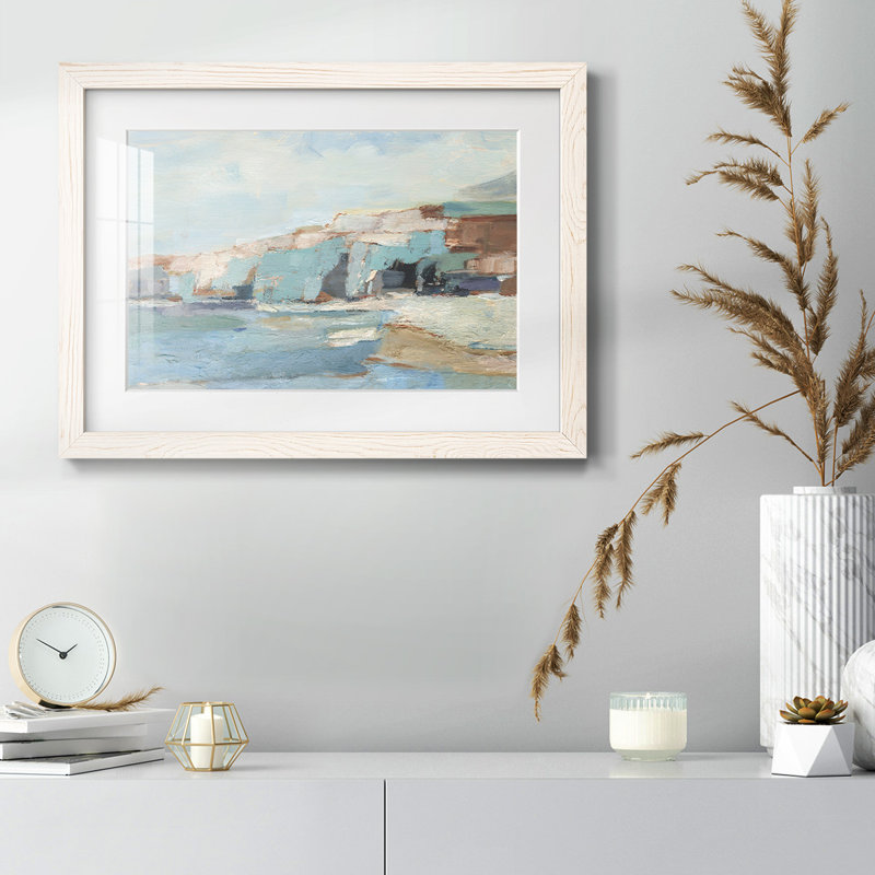 Turquoise Cliff Wall II - impression de cadre photo simple, H 14 po x l 20 po x P 1,5 po, Blanc