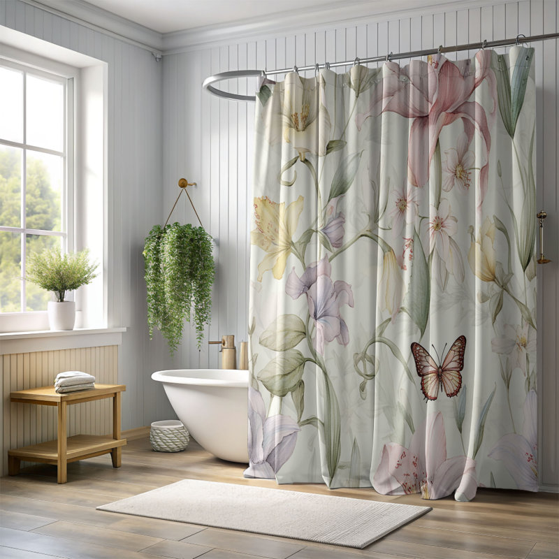 Spring Petals - Rideau de douche standard 1 pièce, H 74 po x l 71 po