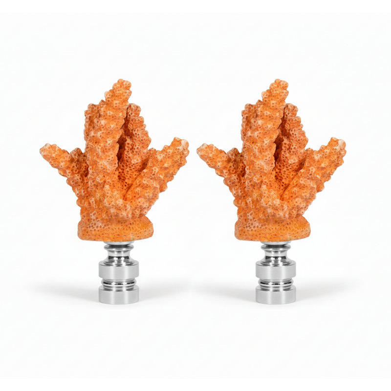 Royal Designs, Inc. F-5109SL-2 Grand fleuron corail, orange, base argent poli, Argent / orange, H 3,25 po x l 2 po x P 1,5 po