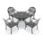 5-Piece 39.37" Round Cast Aluminum Outdoor Dining Set with Umbrella Hole, 4 Stackable Chairs with Brown Cushions-94396385