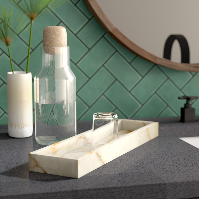 Plateau d'accessoires de salle de bain Graciela Point, Brun onyx