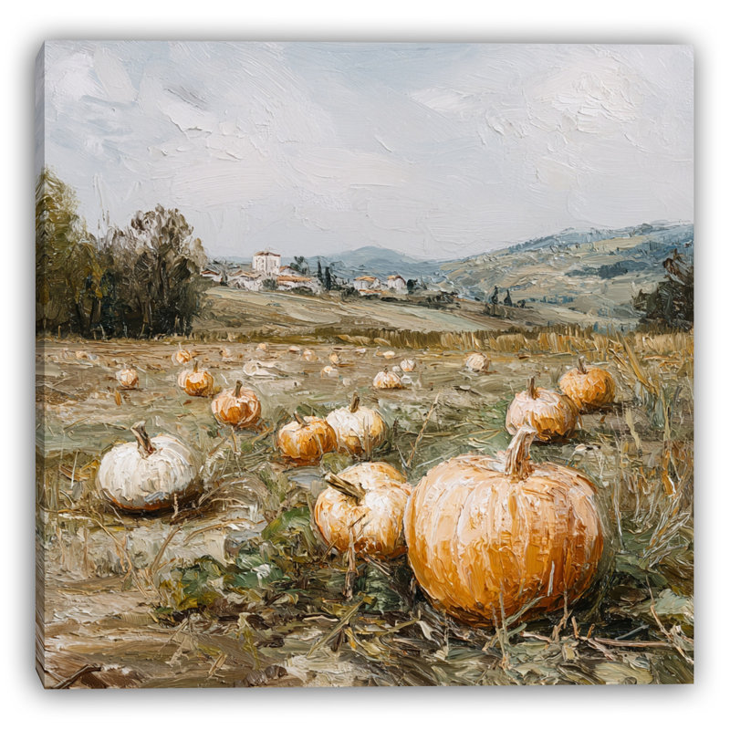 Ophelia & Co. Pumpkin Field Harvest Wrapped Canvas Wall Art | Wayfair
