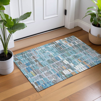 Machine Washable Indoor/Outdoor Chantille ACN2349 Abstract Rug