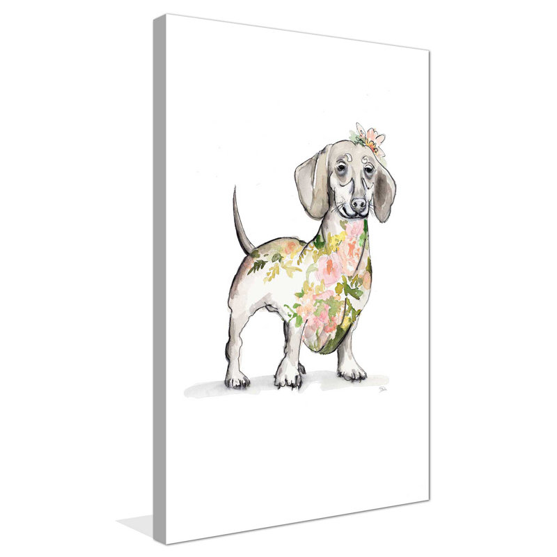 «Happy Doggie», reproduction de peinture à l'aquarelle, H 30 po x l 18 po x P 1 po, Toile tendue