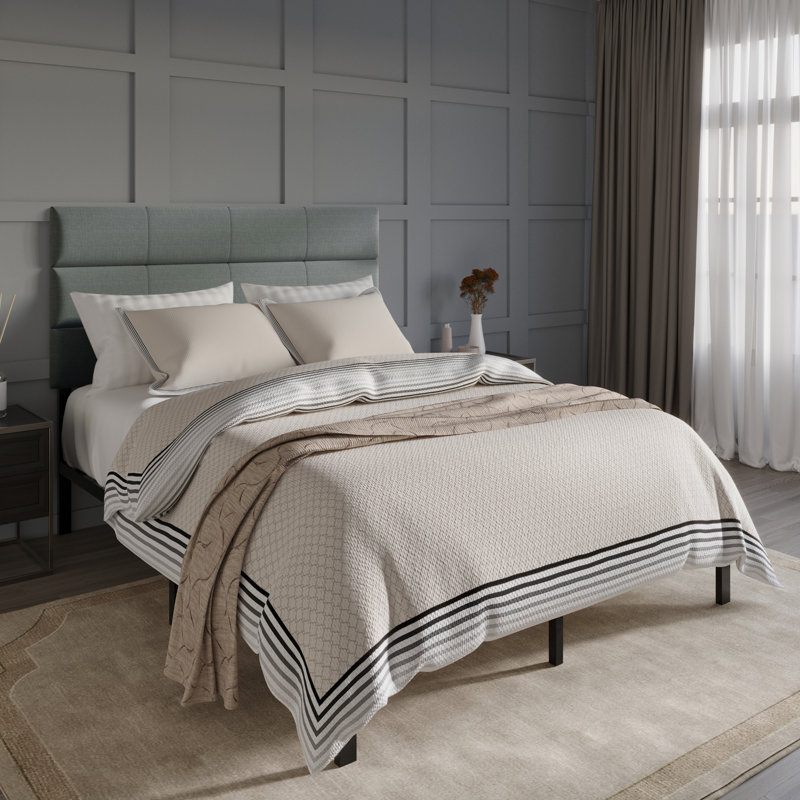 Candius Upholstered Panel Bed, Light Gray, Twin