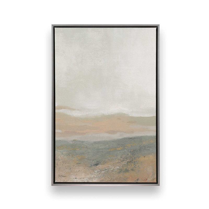 Imprimé abstrait de chant de la terre, H 48,75 po x l 32,75 po x P 1,75 po, Toile avec cadre flottant en chrome poli