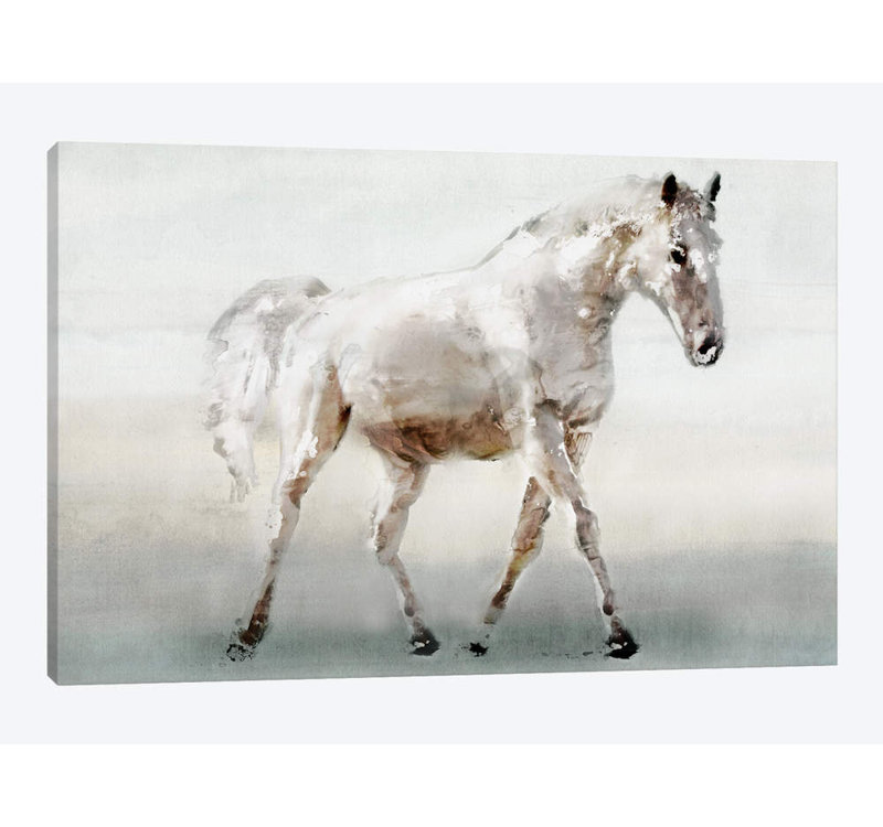 «White Horse», impression sur toile, H 8 po x l 12 po x P 0,75 po, Toile tendue, Pas de tapis