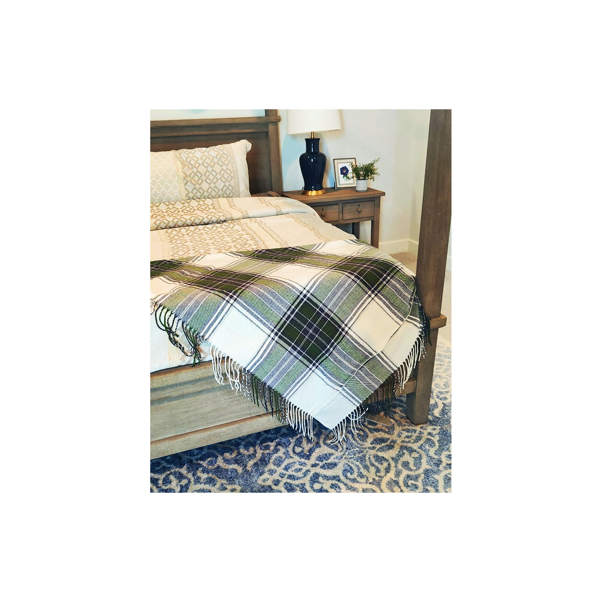 Sevan Collection Hand Woven Throw Blanket, Green