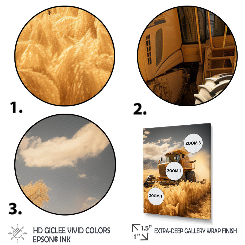 «Chatterly Farm Harvesting Gold Field» sur impression sur toile, Toile tendue, H 44 po x l 34 po x P 1,5 po