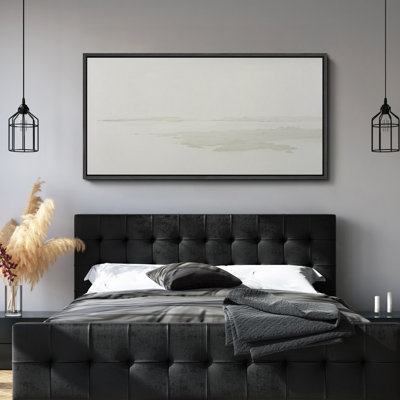 «Minimal Neutral Horizon Coastal Landscape Wall Decor», reproduction d'art encadrée sur toile encadrée