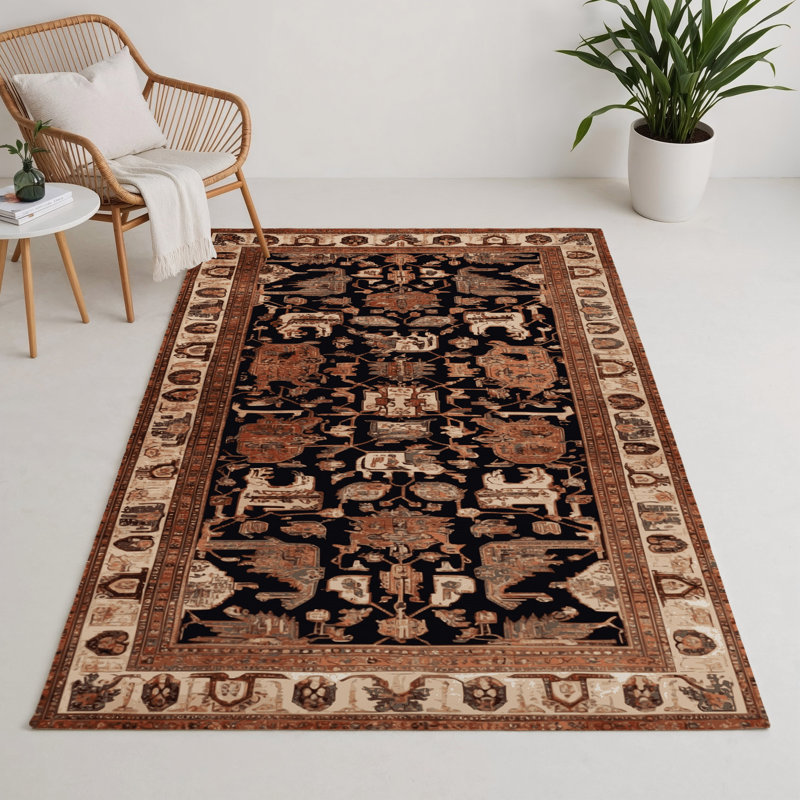 Persian Brown Indoor and Outdoor Area Rug, Rectangle 3' x 5'