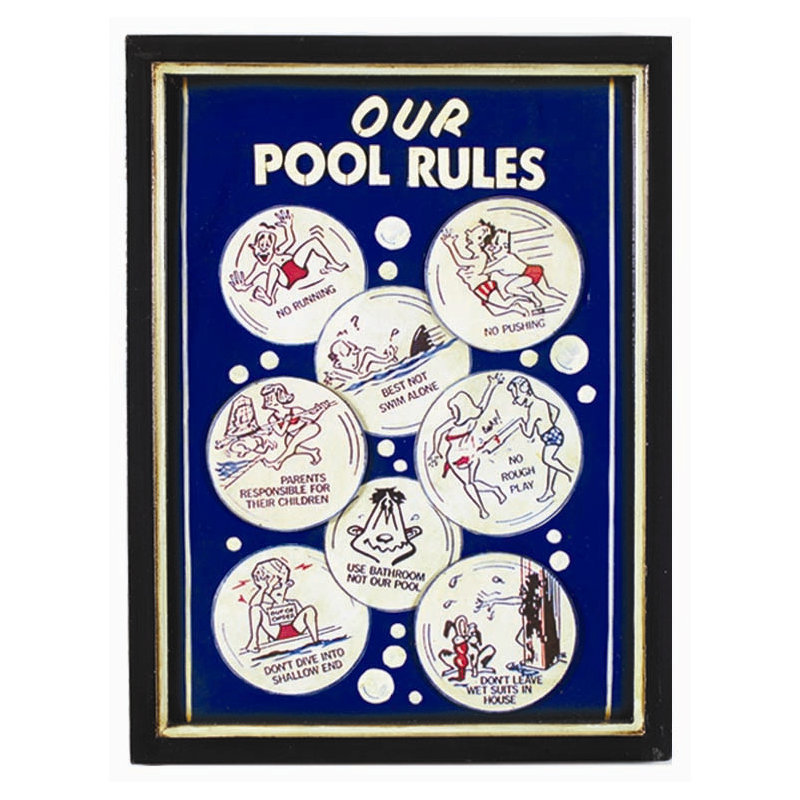 Our Pool Rules Framed Vintage Advertisement By RAM Game Room