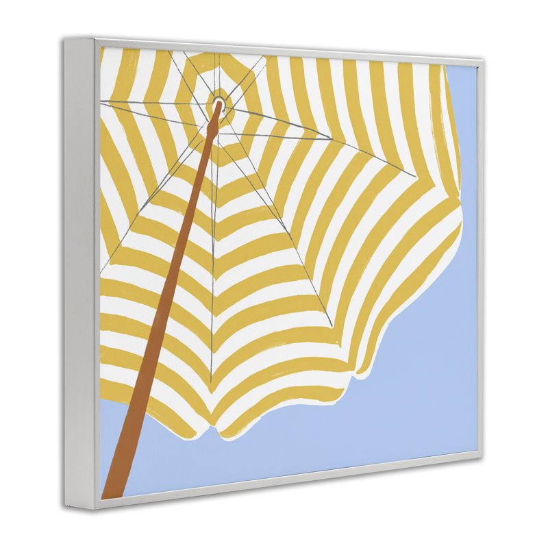 Jaune et parapluie, estampe numérique par June Erica Vess, Estampe numérique encadrée blanc bord de mer, H 24 po x l 30 po