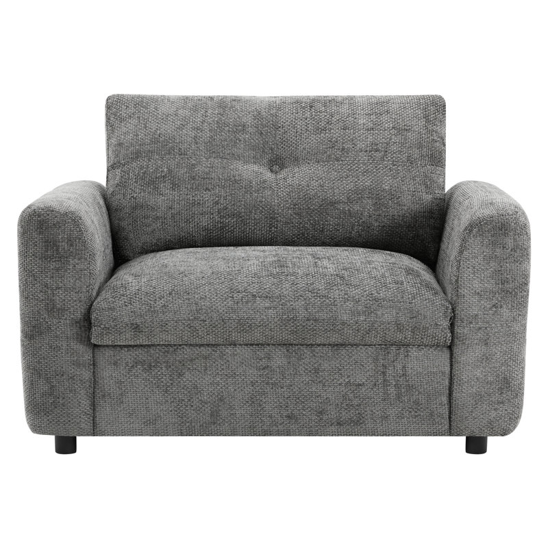 Fauteuil à deux ports avec accoudoirs simples en mousse à haute densité, 42 po x 33 po, corde et chenille, pour un appartement tranquille en chenille, refuge de détente