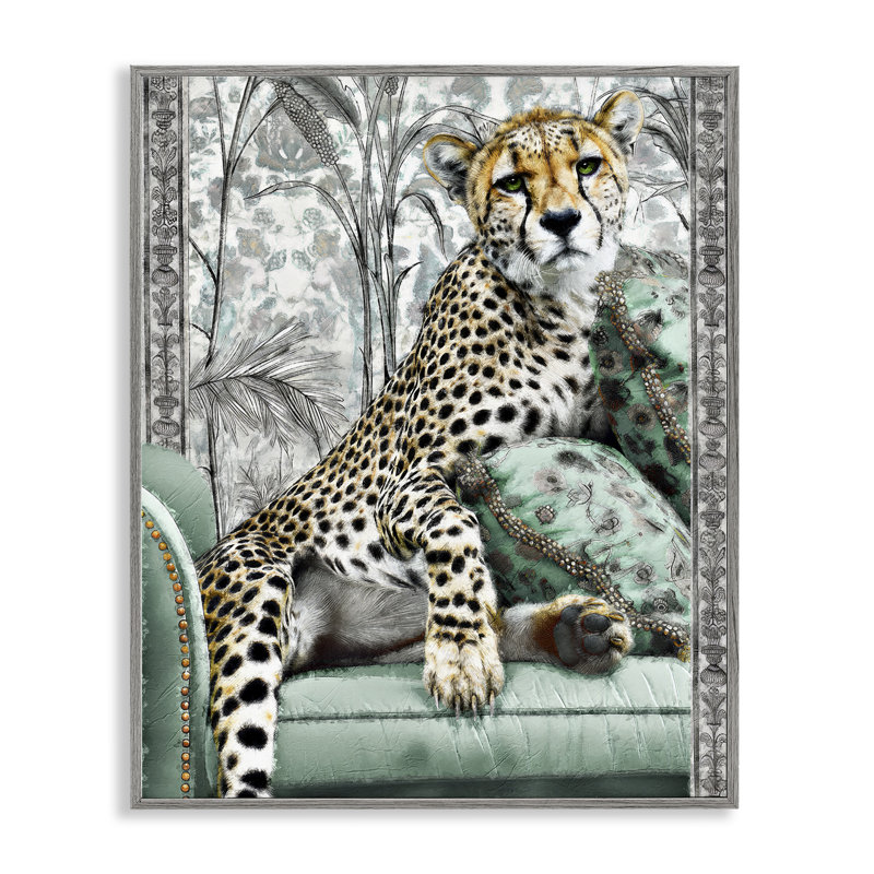 Nouveau guépard avec détails glamour, estampe numérique, design par Annabelle Hall, H 14 po x l 11 po