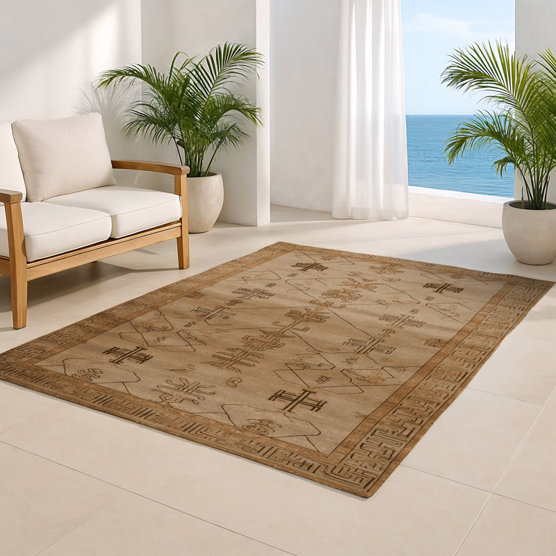 ArtDeco Brown Indoor and Outdoor Area Rug, Rectangle 2' x 3'