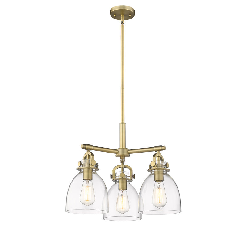 Luminaire suspendu sur tige 7 lumières Sloatsburg, Laiton brossé, Transparent