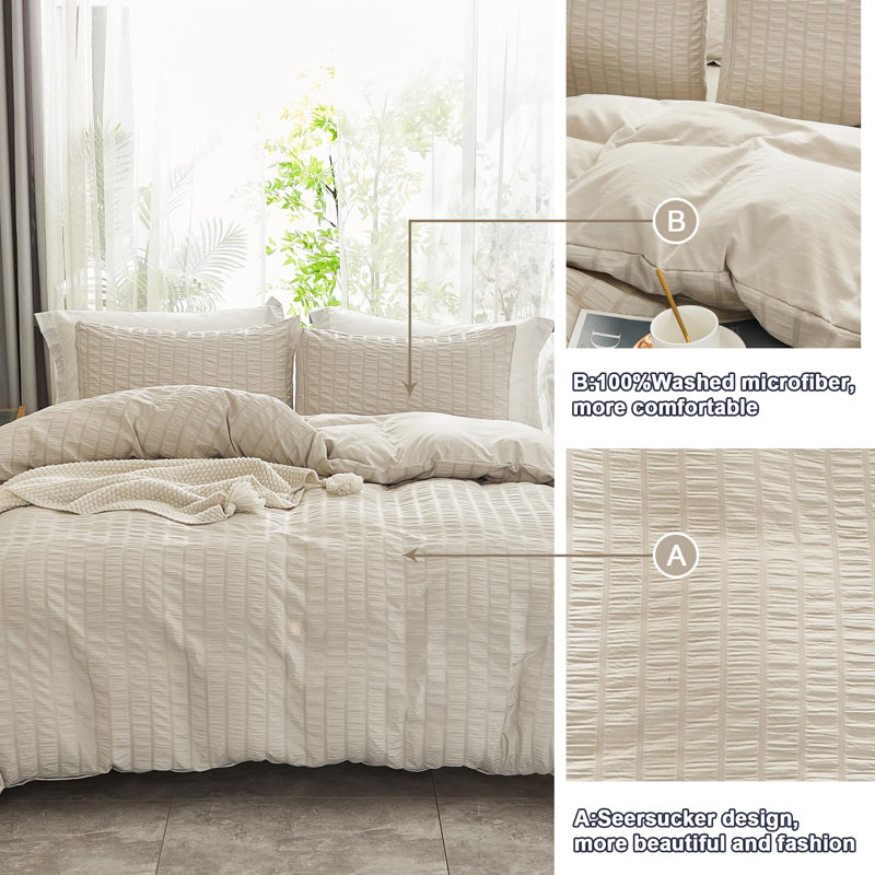 Polyester Solid Colour Duvet Cover, Beige