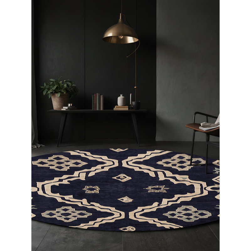 Machine Washable Purple Area Rug, Round 5'