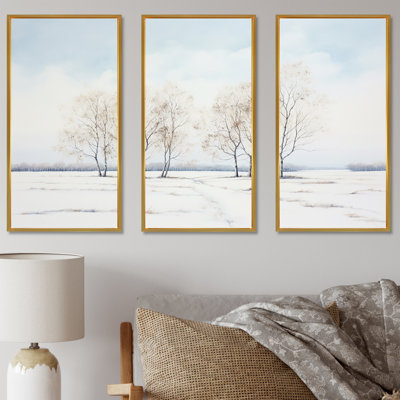 Neige, hiver, minimalisme, paysage, ensemble d'art mural sur toile