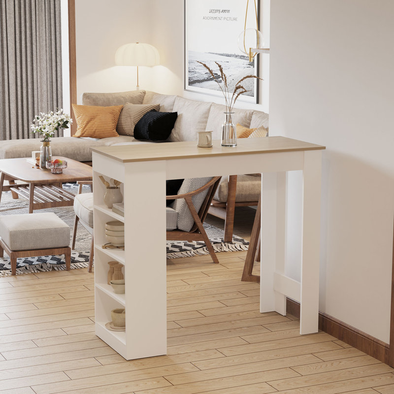 Rectangular Wood Outdoor Bar Table , cm W 50cm cm D, Natural