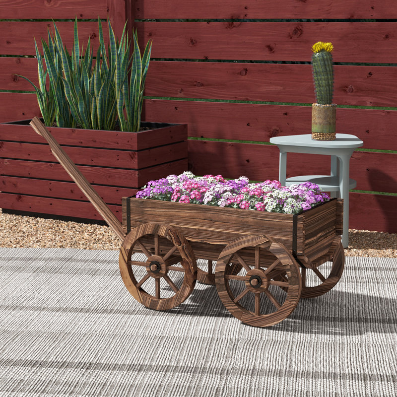 Boîte à fleurs en bois wagon, lit de jardin surélevé, carbonisé