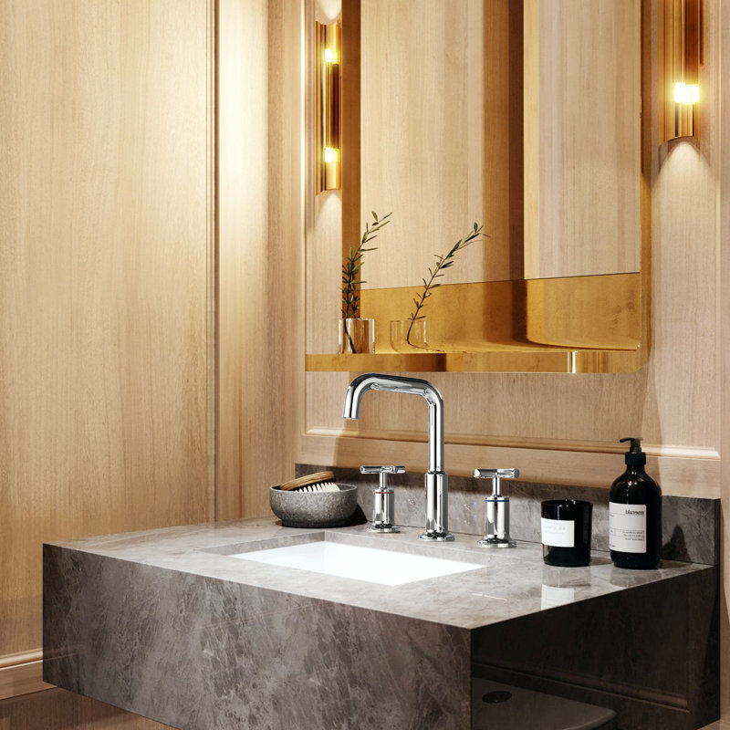 Robinet de lavabo de salle de bain espacé en laiton massif 8 "à deux poignées Primast, Chrome
