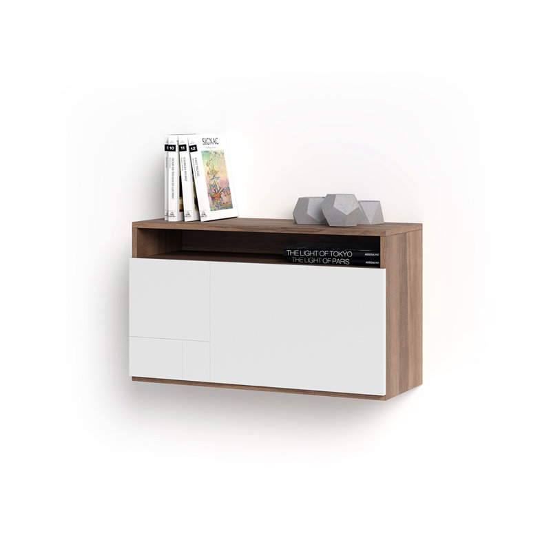 Fryman Floating Desk, White/Walnut