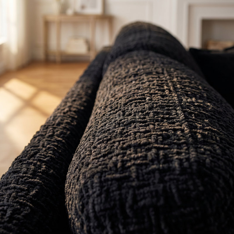 Chaise surdimensionnée de 41,2 po en chenille moderne recouverte d'un ensemble d'oreillers, siège profond enchanteur pour la chambre à coucher et l'espace de vie, canapé modulaire modulaire, fauteuil noir, appartement enveloppant de coussin,