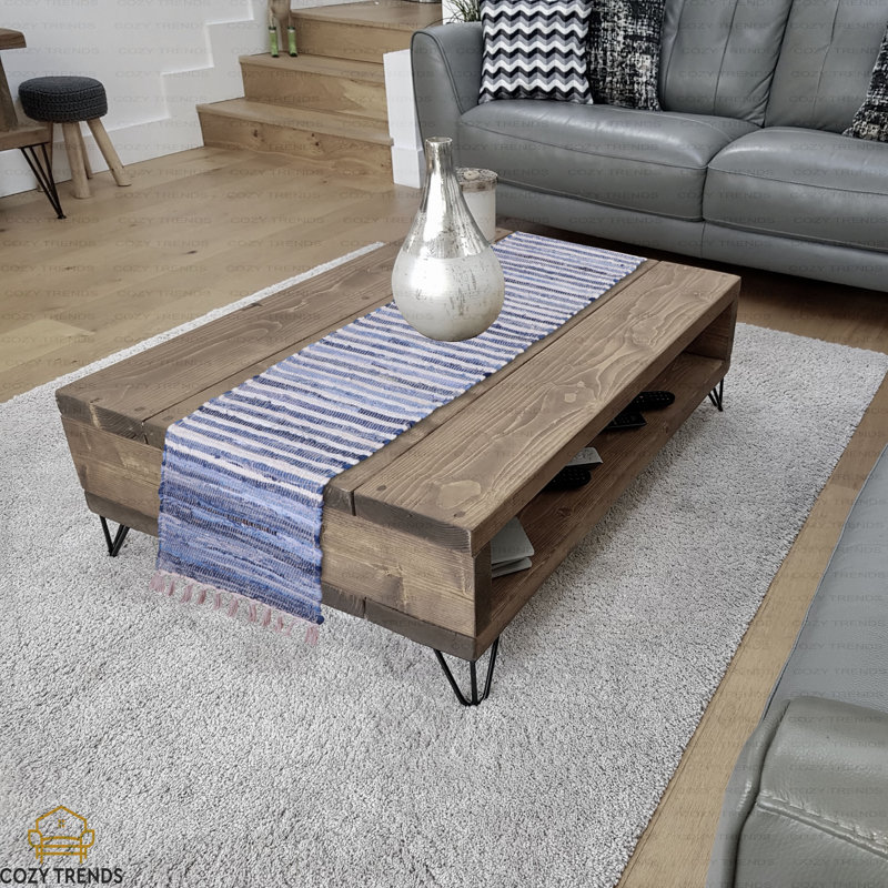 Chemin de table 100% coton Accie, Bleu / blanc