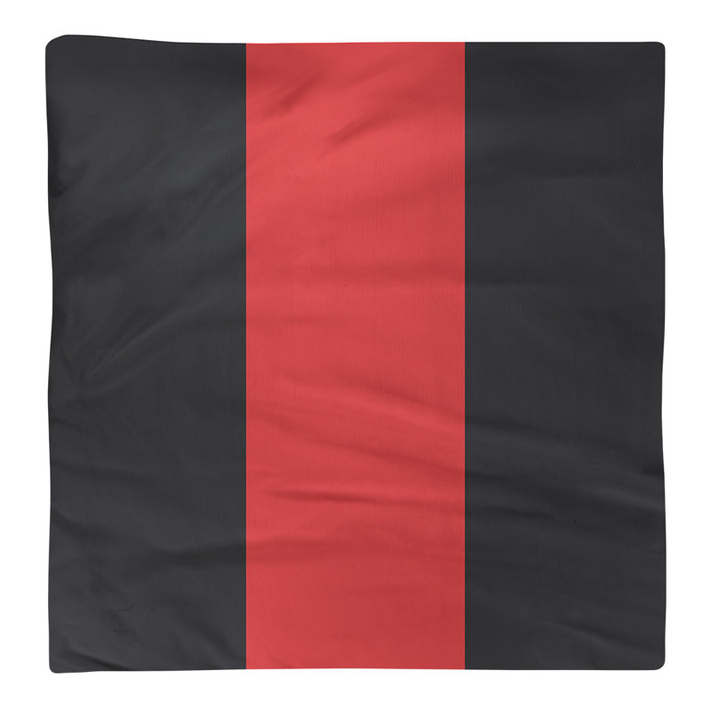 Striped Square Napkin, 10" W x 10" L, Charcoal/Torch Red/Charcoal, Polyester