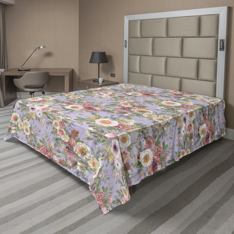 Drap plat Ambesonne, Drap plat de taille très grand, Floral lavande