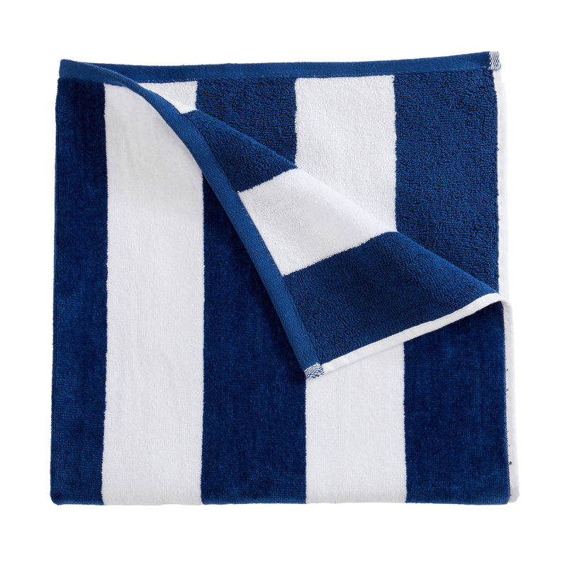 Navy and White Cotton Cabana Stripe Beach Towels Set