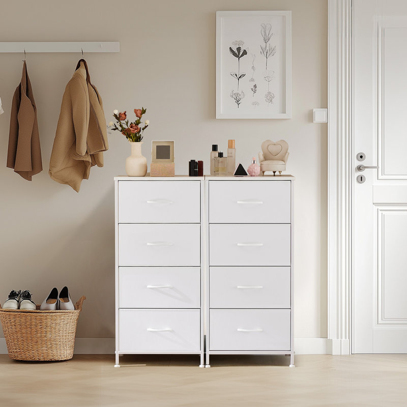 Commode 8 tiroirs Sybella, Blanc