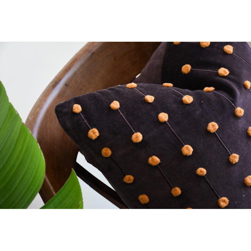 Velvet Brown with Pom Poms