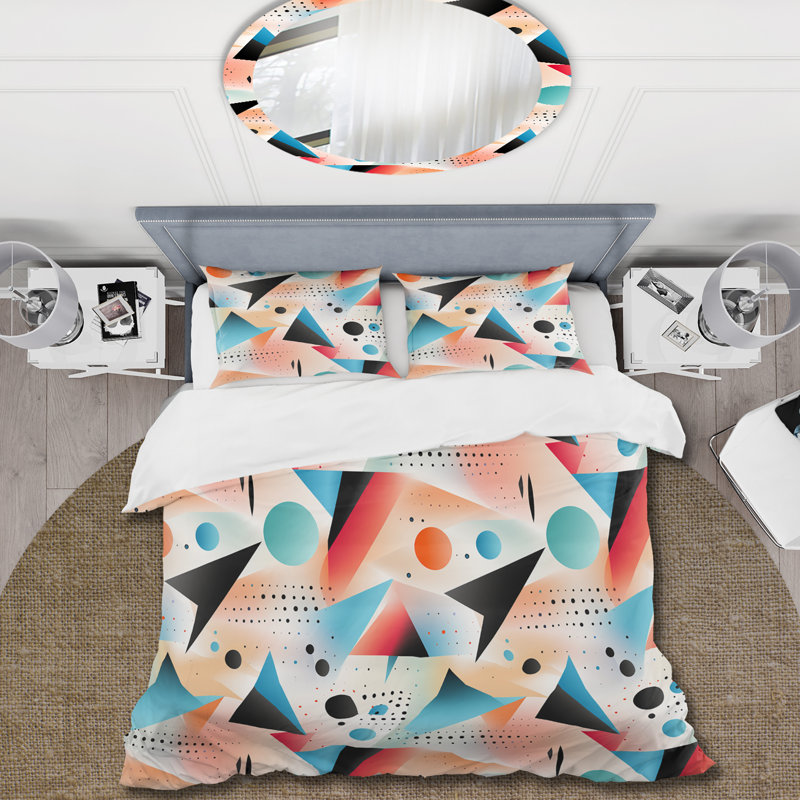 Ensemble de housse de couette multicolore éclectique, Housse de couette simple + 1 taie décorative stan