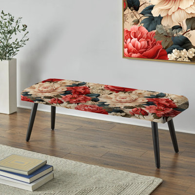 Banc rétro floral rose et beige à motif floral I