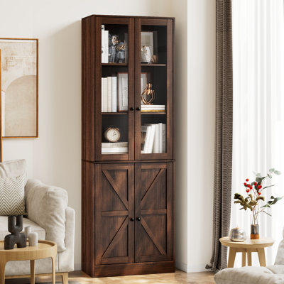 Bibliothèque standard H 70,9 po x l 23,6 po avec porte en verre
