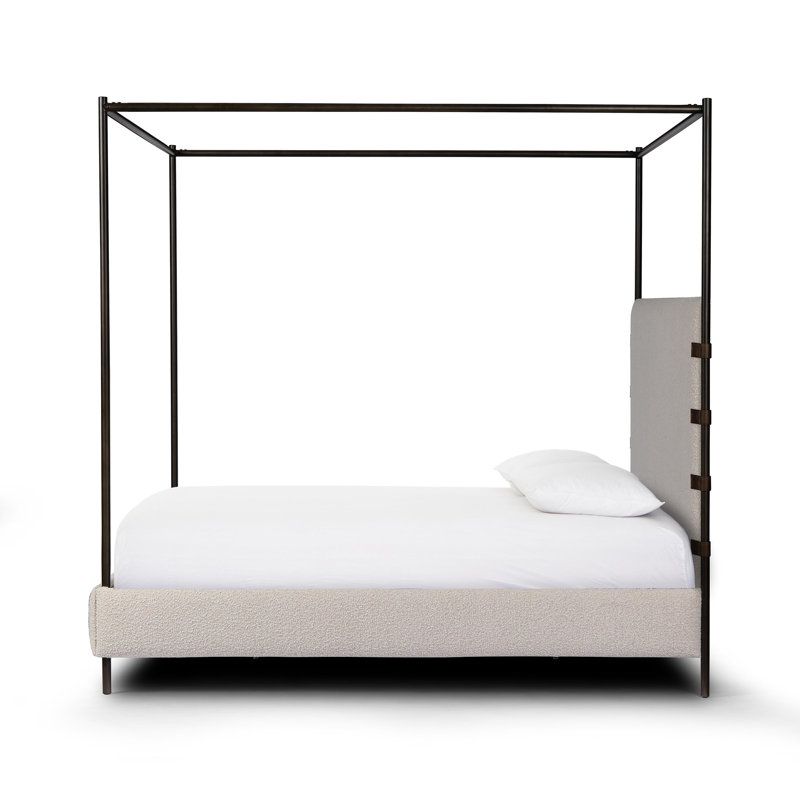 Malo Upholstered Metal Canopy Bed, Queen, Knoll Natural
