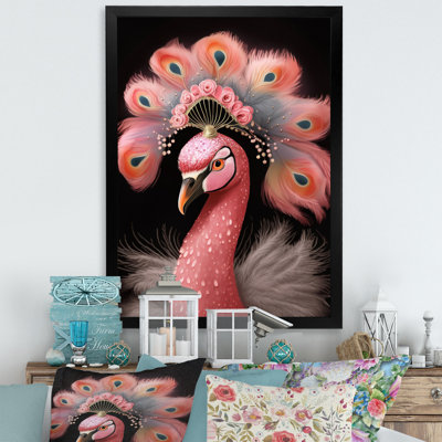 Flamant rose avec couronne rose
