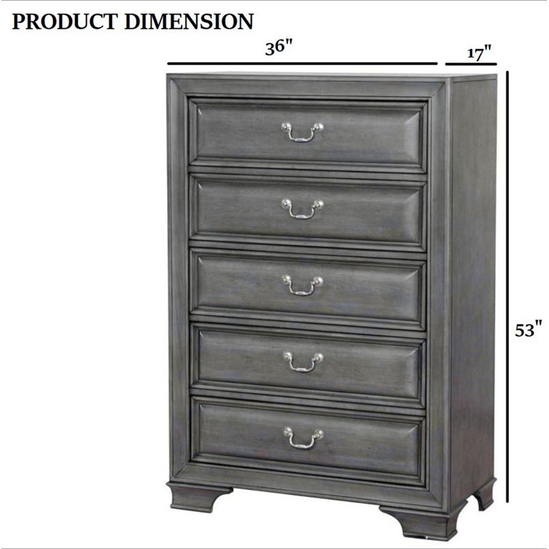 Mobilier de chambre à coucher style transitionnel à finition grise 1 pièce, Gris