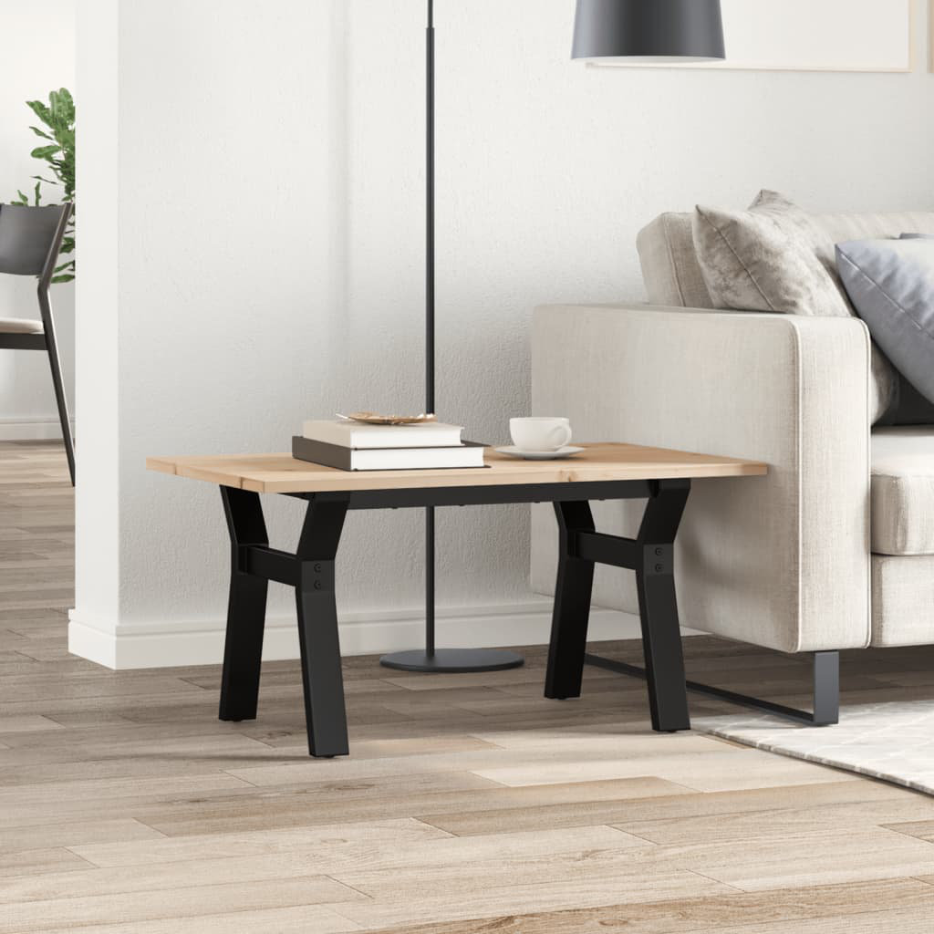 vidaXL Coffee Table Y-Frame Solid Wood Pine and Steel
