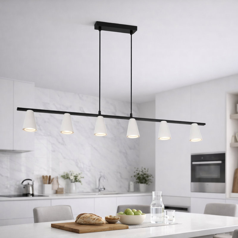 6 - Light Kitchen Island Pendant GU10 Darald, Brushed white