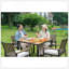 Ensemble de table de salle à manger toutes saisons 5 pièces, ensemble de conversation pour patio avec trou pour parasol et extérieur en rotin