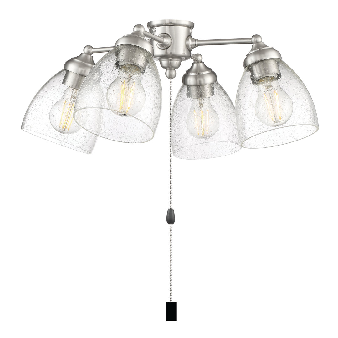 4 Light Fitter And Glass 20.24'' 4 - Light Branched Ceiling Fan Light Kit Craftmade Finish: Brushed Polished Nickel